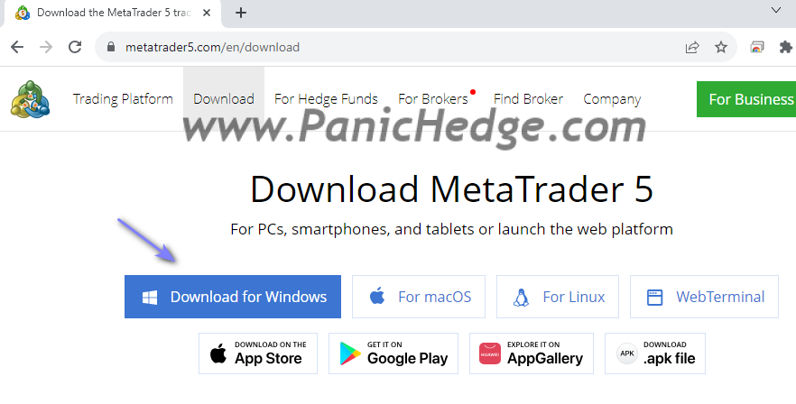 Download MT5 from official website https://www.metatrader5.com/en/download